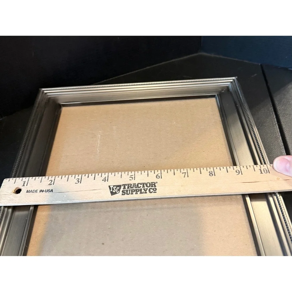 Silver Picture Frame Brushed Metallic Beaded Border 8 x 10 Free Standing‎